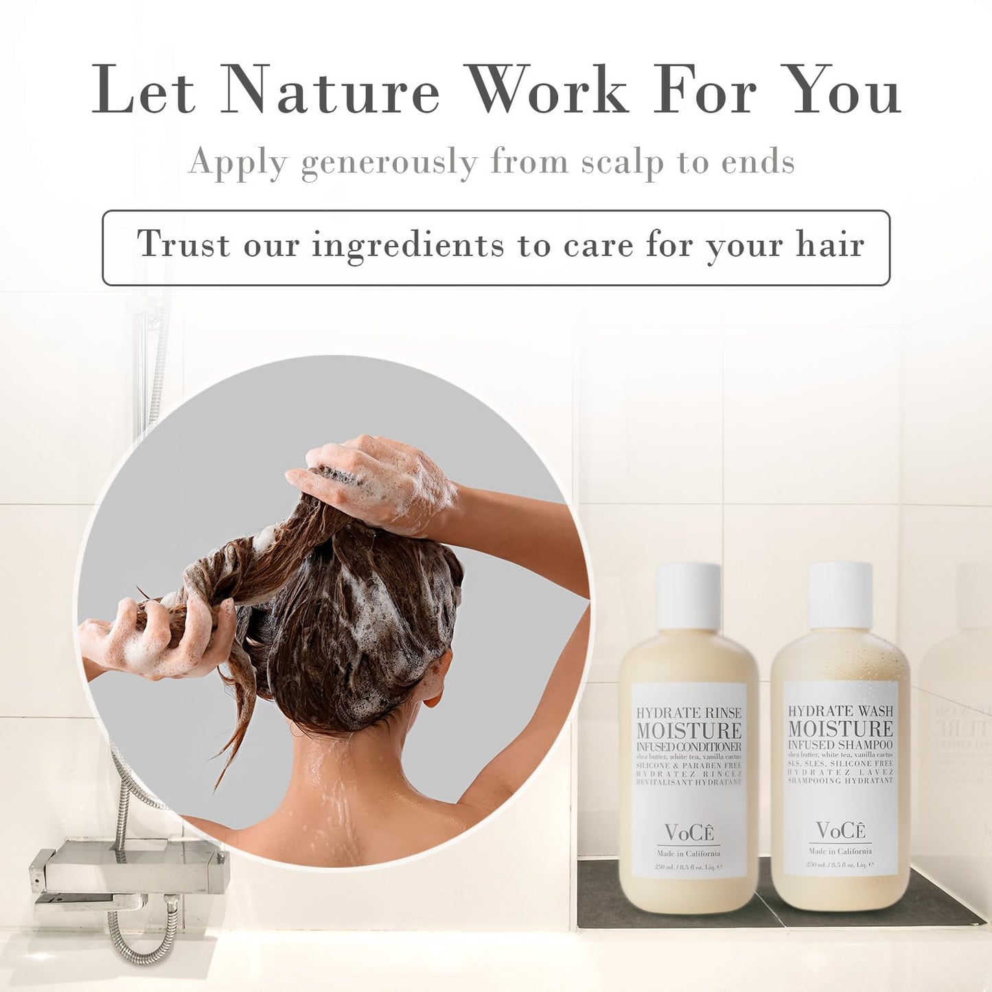 VoCÊ Haircare Natural Hydrating Conditioner - Deep Moisturizing, Anti-Frizz Formula | Vegan & Sulfate-Free, 8.5 oz