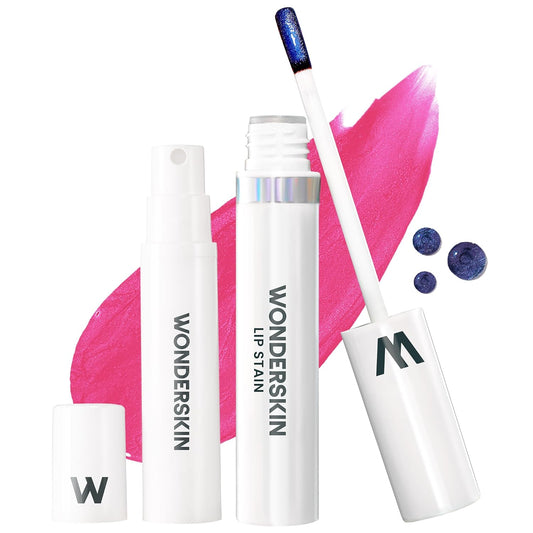 Wonderskin Wonder Blading Lip Stain Kit - Long-Lasting Waterproof Pink Tint | Peel-Off Masque (Neon Rose)