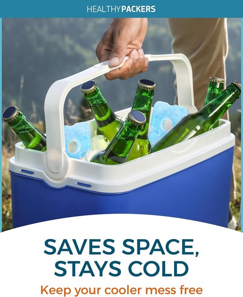 Healthy Packers Ice Packs - Long-Lasting Freezer Packs for Lunch Boxes & Coolers | Slim Design for Beach, Camping & Fishing