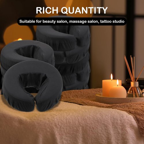 Macarrie 24 Pcs Face Cradle Covers - Soft Microfiber Massage Table Headrest Sheets | Oil-Proof, Black