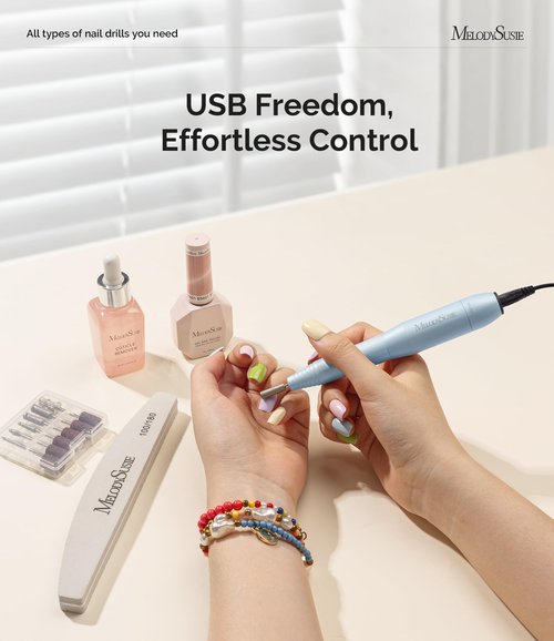 MelodySusie Pen-Shaped Portable USB Nail Drill, PC120I 20000RPM Electric Nail File with Compact Design for All Nail Care, Manicure Polishing, Shaping & Gel Removal at Home for Beginners