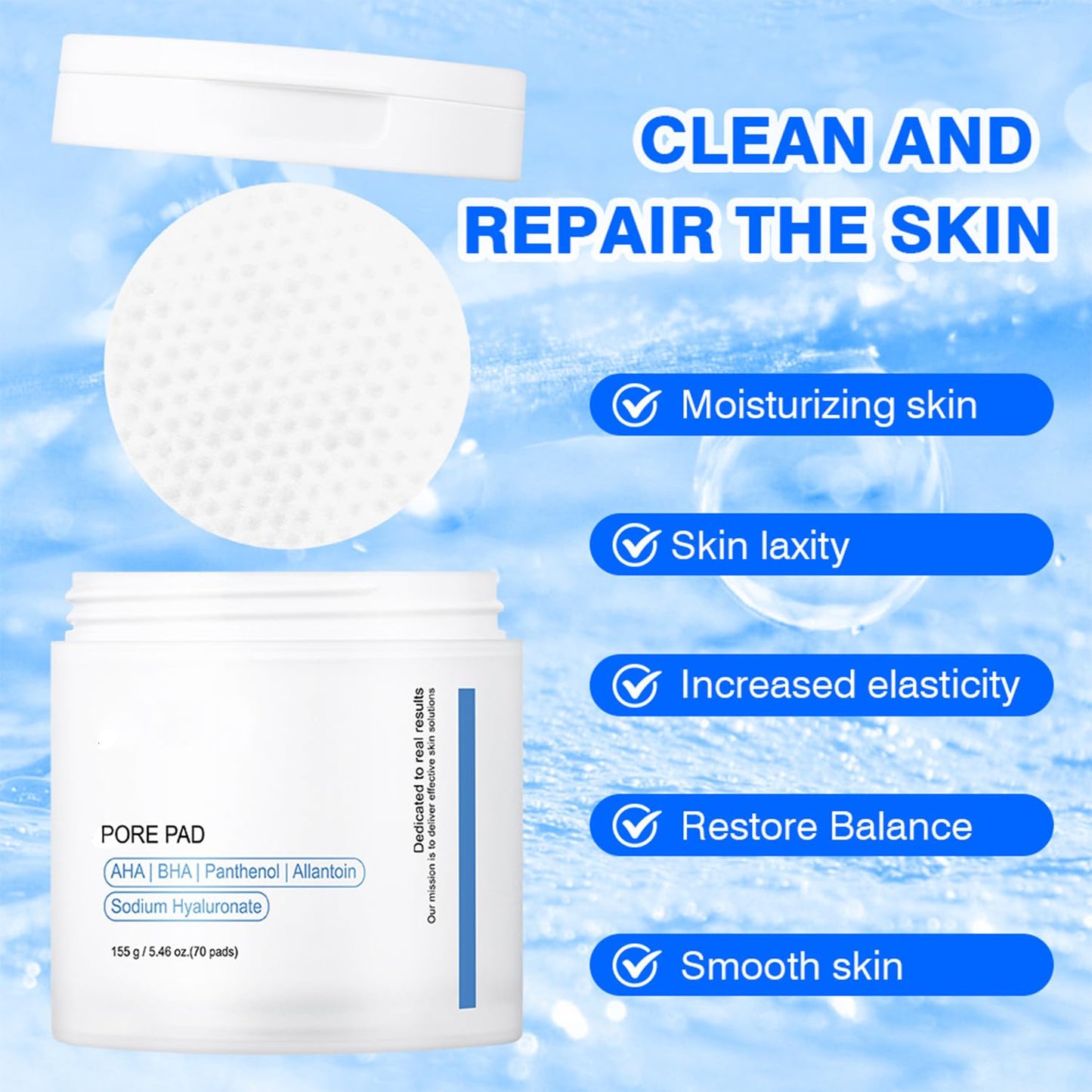 Skiennix Pore Texture Pads - Deep Cleansing & Pore Refining | 70 Count AHA & BHA Peeling Pads for Oily Skin