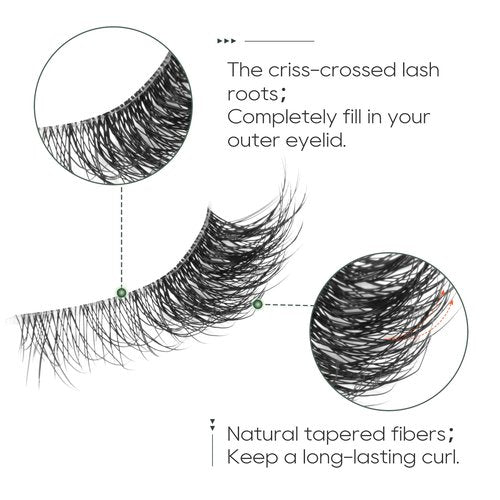 False Eyelashes Cat Eye Fluffy Wispy Faux Mink Lashes 7 Pairs Dramatic Volume Jiocolor Eyelash Pack DJ-41