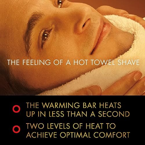 Gillette Heated Razor for Men - Deluxe Travel Shave Kit with Handle, 2 Blade Refills & Charging Dock