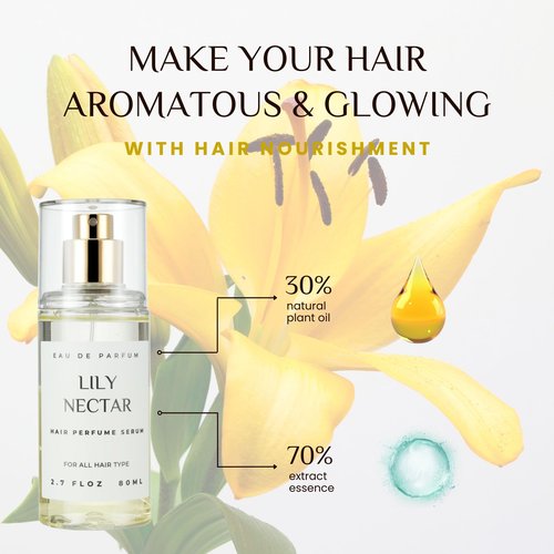 benatu Hair Perfume for Women, Summer Lightweight Long Lasting Fragrance Mist - 3:7 Hydrating Serum Alcohol Free Formula, Argan Oil Scented Hair Spray with Keratin & Elastin (Lily Nectar) 2.7 fl oz