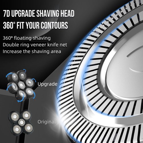 E-Hunter Electric Razor Replacement Blades - 7 Heads Wet/Dry Beard Shaver Blades for Bald Men