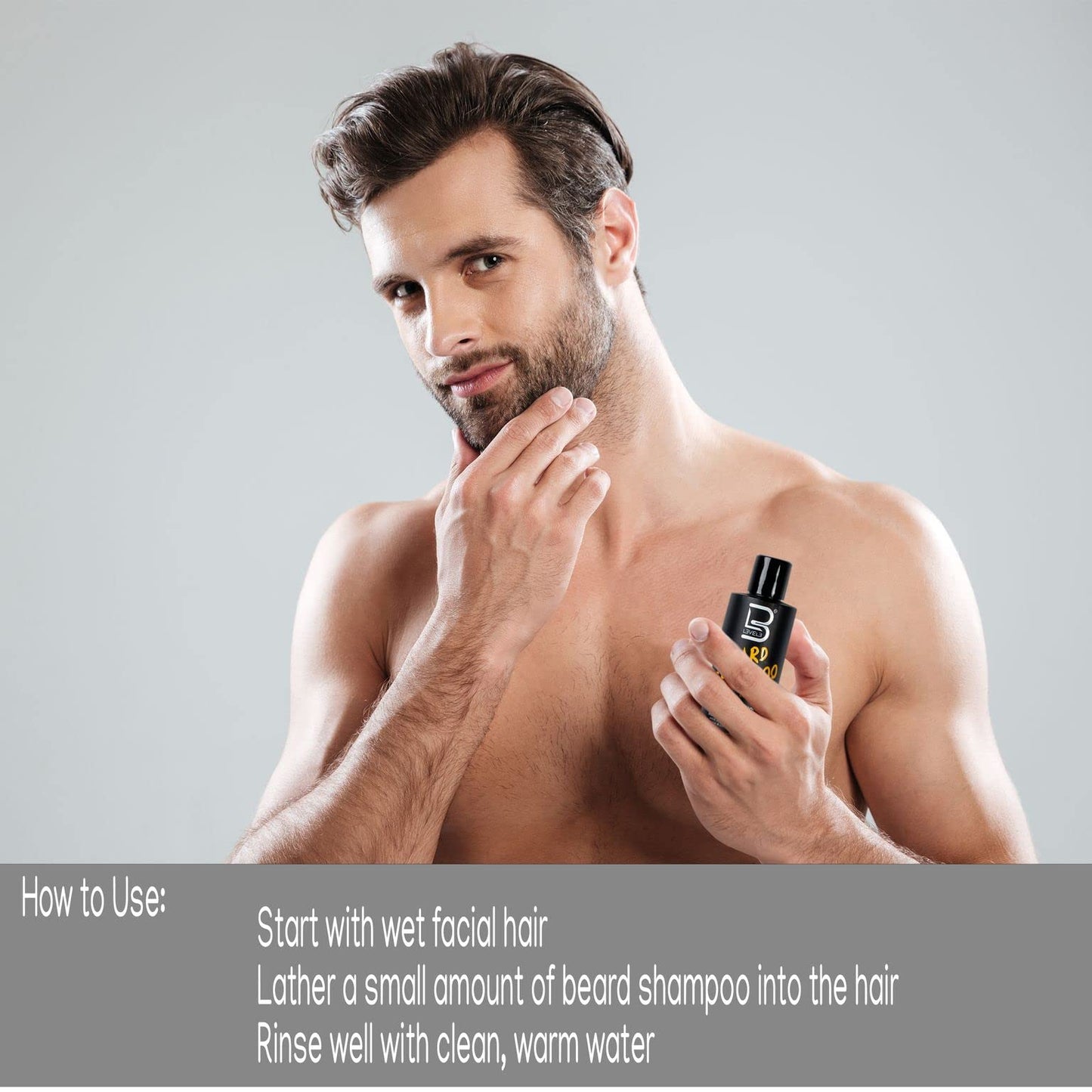 L3 Level 3 Beard Shampoo - Cleanse and Nourish your Facial Hair - Softens and Tames Frizzy Beards