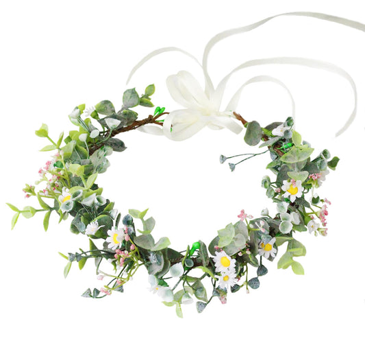 LLinfflr Fairy Floral Crown Even Headband Flower Headpiece Woodland Forest Circlet for Women Girls Bridal Wedding Prom Halloween Renaissance Cosplay Photo