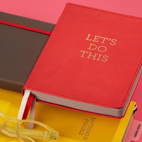 C.R. Gibson Dot Grid Notebook Journal - Red Leatherette Cover, 6" W x 8.5" L, 240 Pages