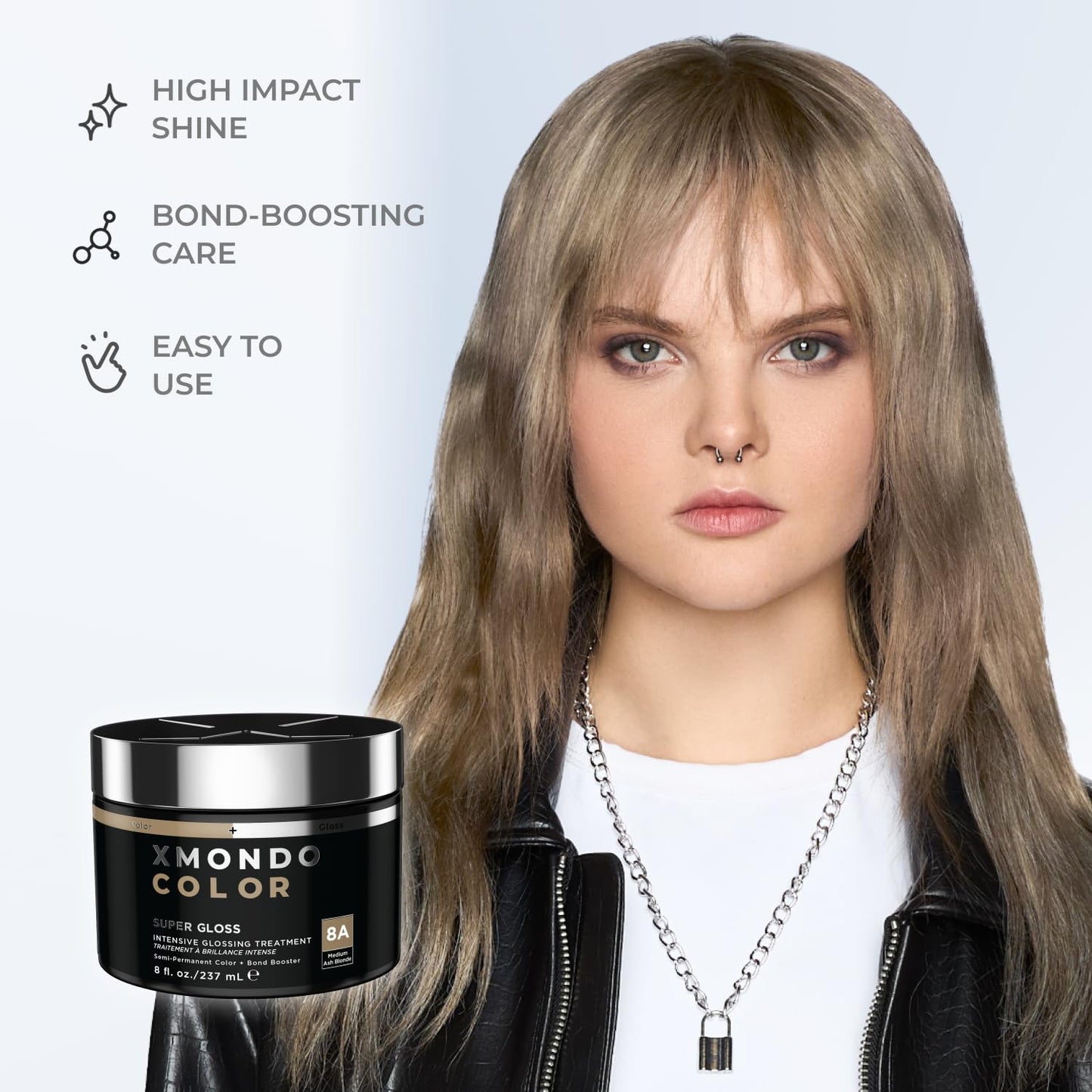 XMONDO Ash Blonde Color Depositing Mask - Nourishing Semi-Permanent Hair Dye, 8 Fl Oz | Vegan Formula