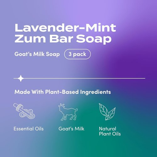 Indigo Wild Goat's Milk Soap Bar - Lavender-Mint Scented Essential Oil Soap - 3 oz | 3 Pack