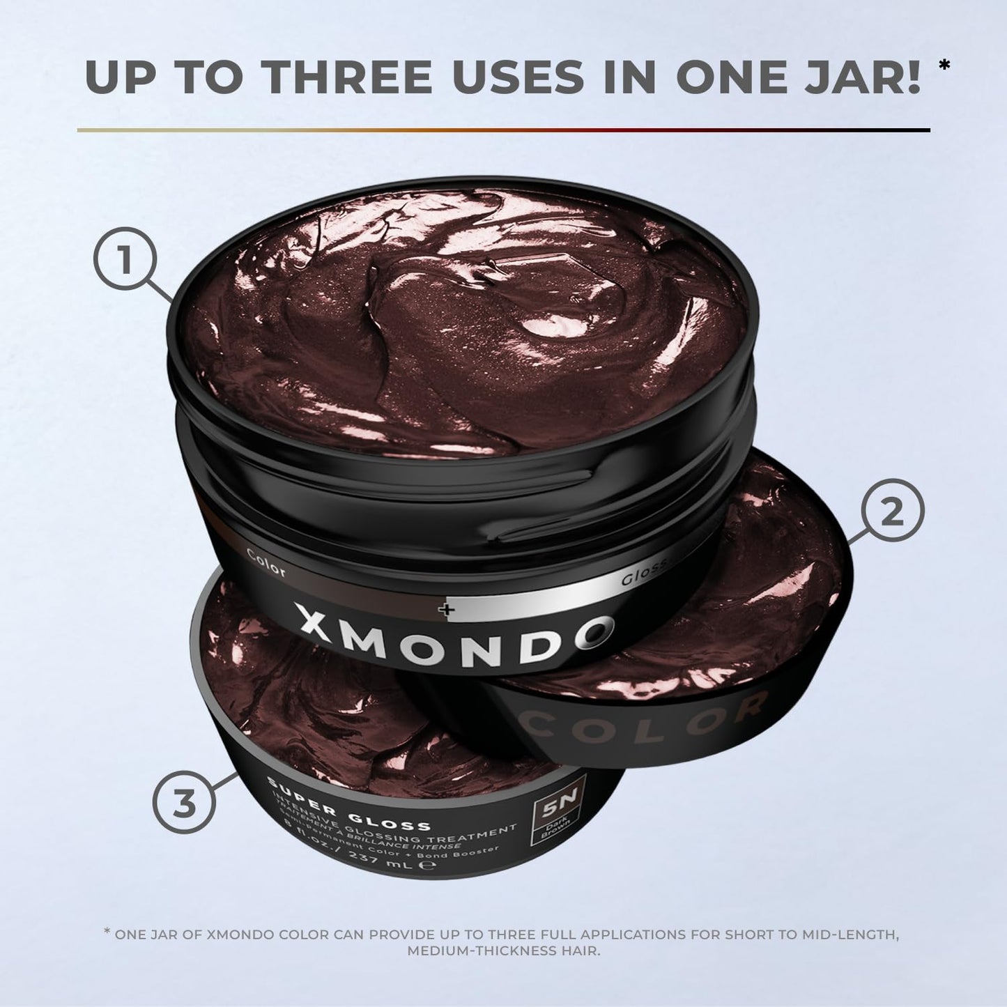 XMONDO Color 5N Dark Brown Depositing Mask - Nourishing Glossing Treatment, Vegan Formula, 8 Fl Oz