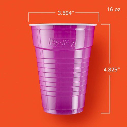 Hefty Disposable Plastic Cups - 16 Ounce Assorted Colors | 100 Count Party Pack