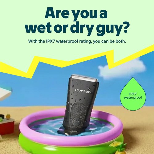 MANSPOT Manscape Groin & Body Hair Trimmer for Men, Electric Ball Pubic Trimmer Shaver,Manscape Kit with 4 Guard,Replaceable Ceramic Blade Heads,Waterproof Wet/Dry Shaver,90 Minutes Shaving