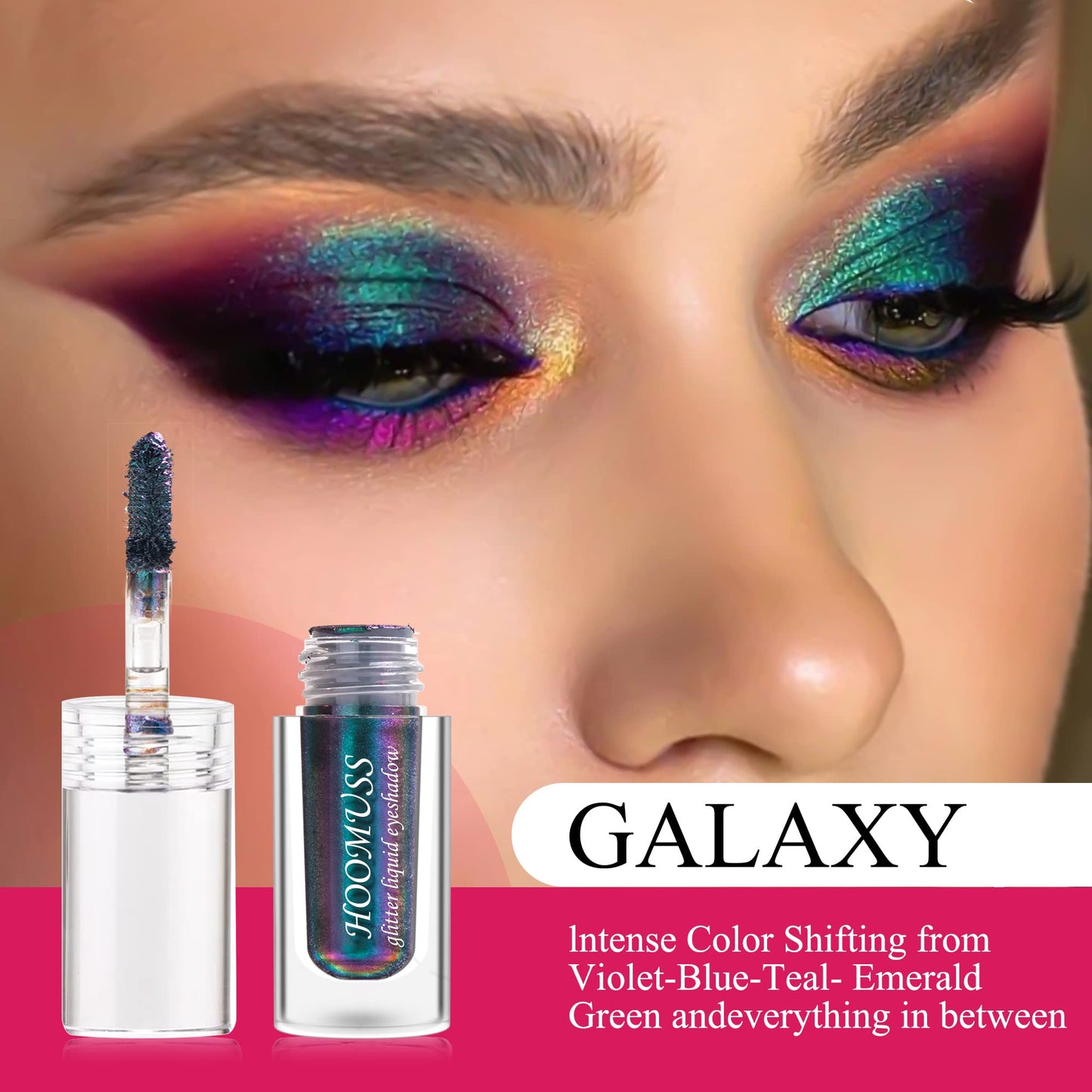 HOOMUSS Glitter Liquid Eyeshadow, 3Colors Chameleon Liquid Metallic Eyeshadows Holographic Glitter Multichrome Eye Makeup Set, Long Lasting Wearing, Highly Pigment, Quick-Drying (#1+3+6)