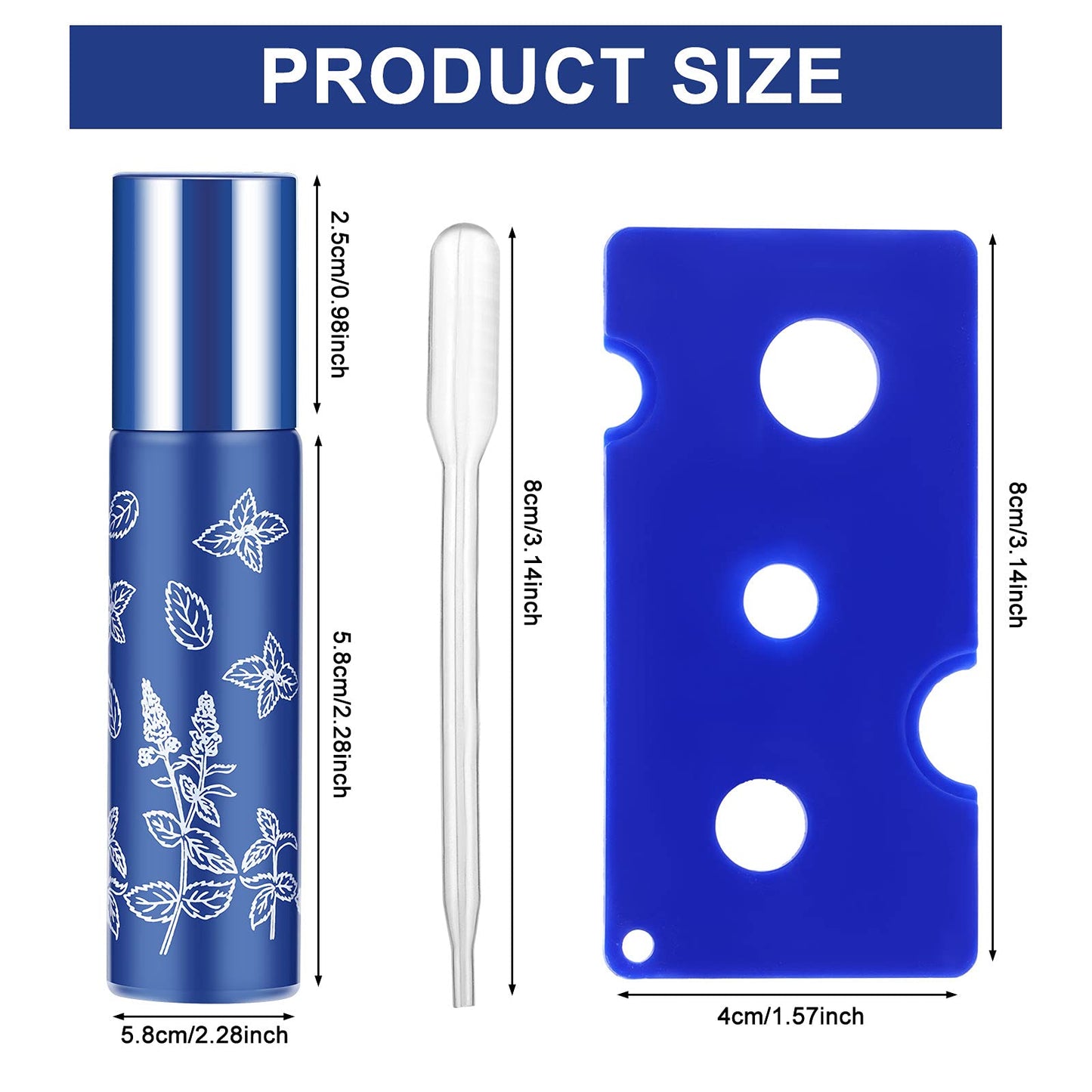 Essential Oil Roller Bottles,10ml Roll on Bottle with Stainless Steel Balls,8 Pack Portable Refillable Colorful Frosted Perfume Sample Bottles DIY Empty Containers for Lip Oil,Opener&Dropper included