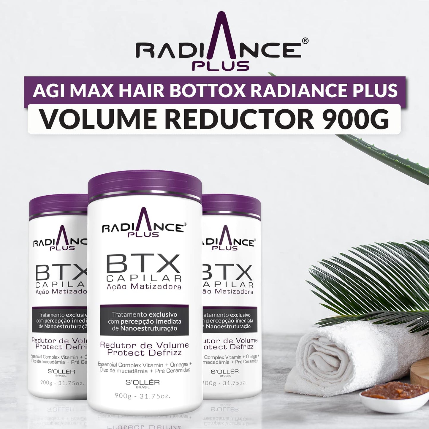 Agi Max Hair Bottox Radiance Plus Volume Reductor, 900 g, Natural Thermal Mask Moisturizer with Hydrating Vitamin E, Omegas, and Nourishing Macadamia Oil, 31.75 oz.