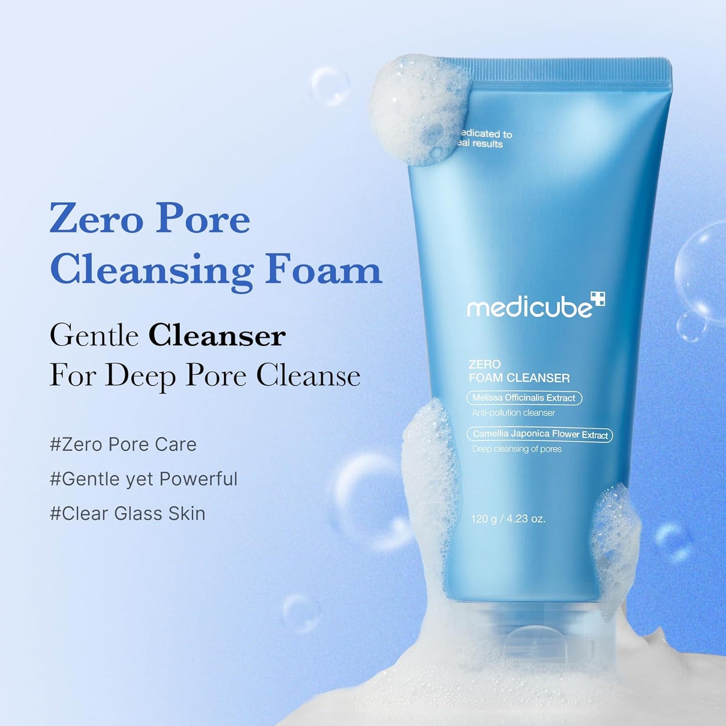 medicube Facial Cleanser Zero Foam Cleanser | Daily Gentle Cleansing Foam for Sensitive Skin | Excess Sebum Control, Hydration, Pore Minimization | Korean Skincare, 4.23 oz