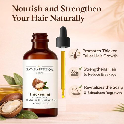 Batana Oil for Hair Growth - 100% Pure & Organic Cold-Pressed Treatment | Strengthens & Restores Hair - 60ml/2 FL.OZ