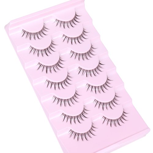 Manga Lashes Natural Look Anime Lashes with Clear Band Manga Eyelashes Asian Korean Style Cute Anime Eyelashes Natural Wispy 3D Lashes 7 Pairs Pack by EYDEVRO