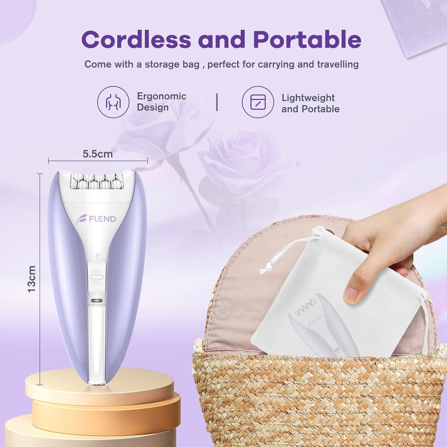 Skiennix Smooth Glide Epilator - Cordless Facial Hair Removal Device with 2 Speeds | Silent Design