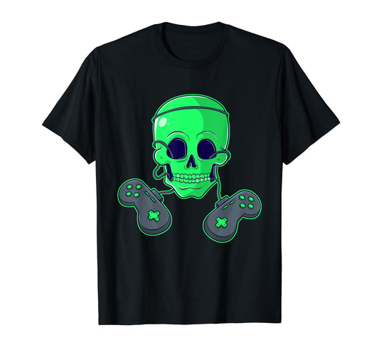 Halloween Skeleton Skull Crossbones Video Gamer Boys Kids T-Shirt