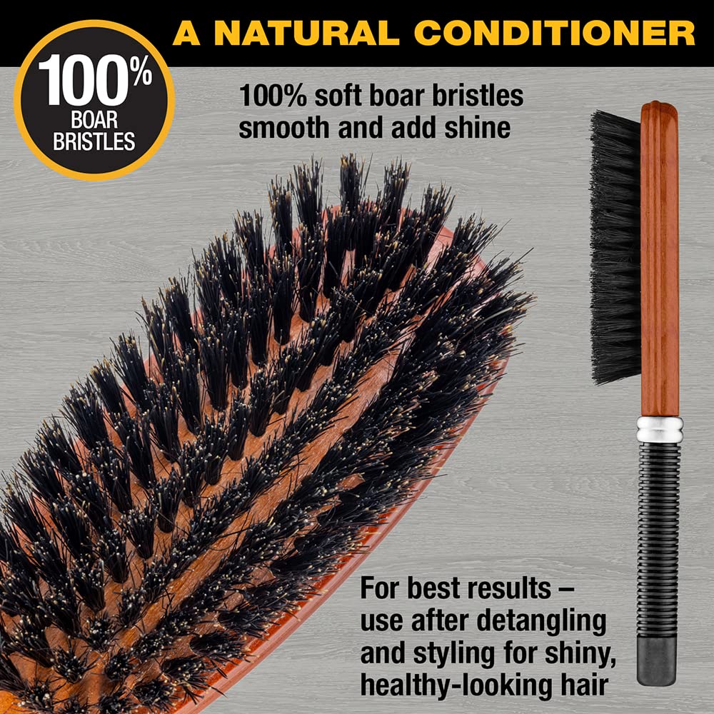 Conair All Purpose Boar Bristle hairbrush - Hair brush - Hairbrush for Men and Women - Brown