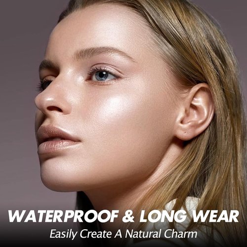 FOCALLURE Shimmer Face Highlighter - Gel to Powder Glow Finish for Lightweight Radiance | PK01 Pinkish Galaxy