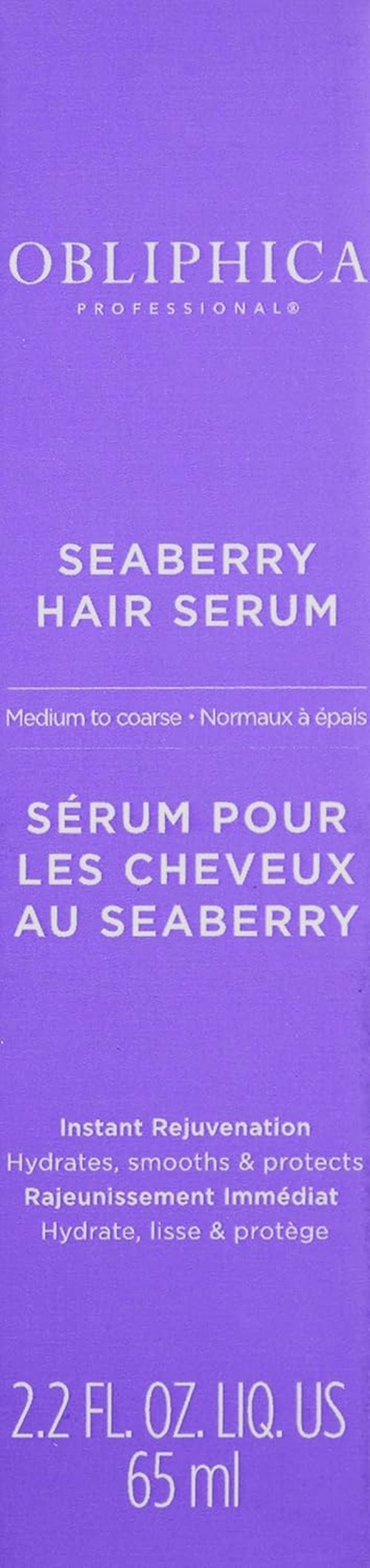 Obliphica Seaberry Leave-In Hair Serum - Nourishing Formula for Frizz-Free Medium & Coarse Hair - 2.2 Fl Oz