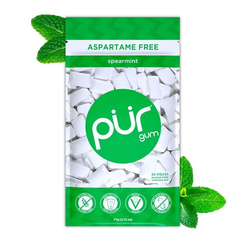 PUR Gum - Aspartame Free Chewing Gum with 100% Xylitol | Natural Spearmint Flavor, 55 Pieces