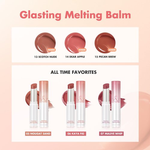 rom&nd GLASTING MELTING BALM #11 Buffy Coral | K-Beauty Hydrating Lip Tint for Glass Skin Lips | Non-Sticky, Plumping Water-Gloss Balm for Natural, Radiant Shine & All-Day Comfort