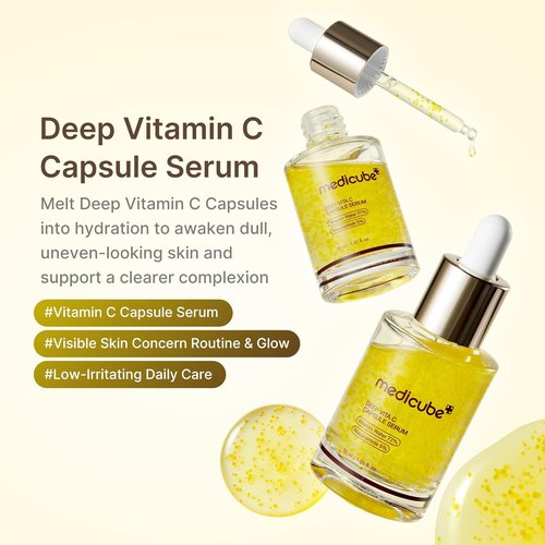 Medicube Deep Vitamin C Capsule Serum - Hydrating Serum for Dull Skin | Liposome Capsules for Radiant Texture | 1.01 fl. oz