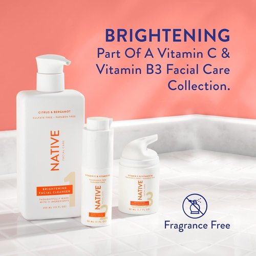 Native Brightening Facial Serum - Hydrating Vitamin C & Niacinamide Formula | Fragrance-Free, 30ml