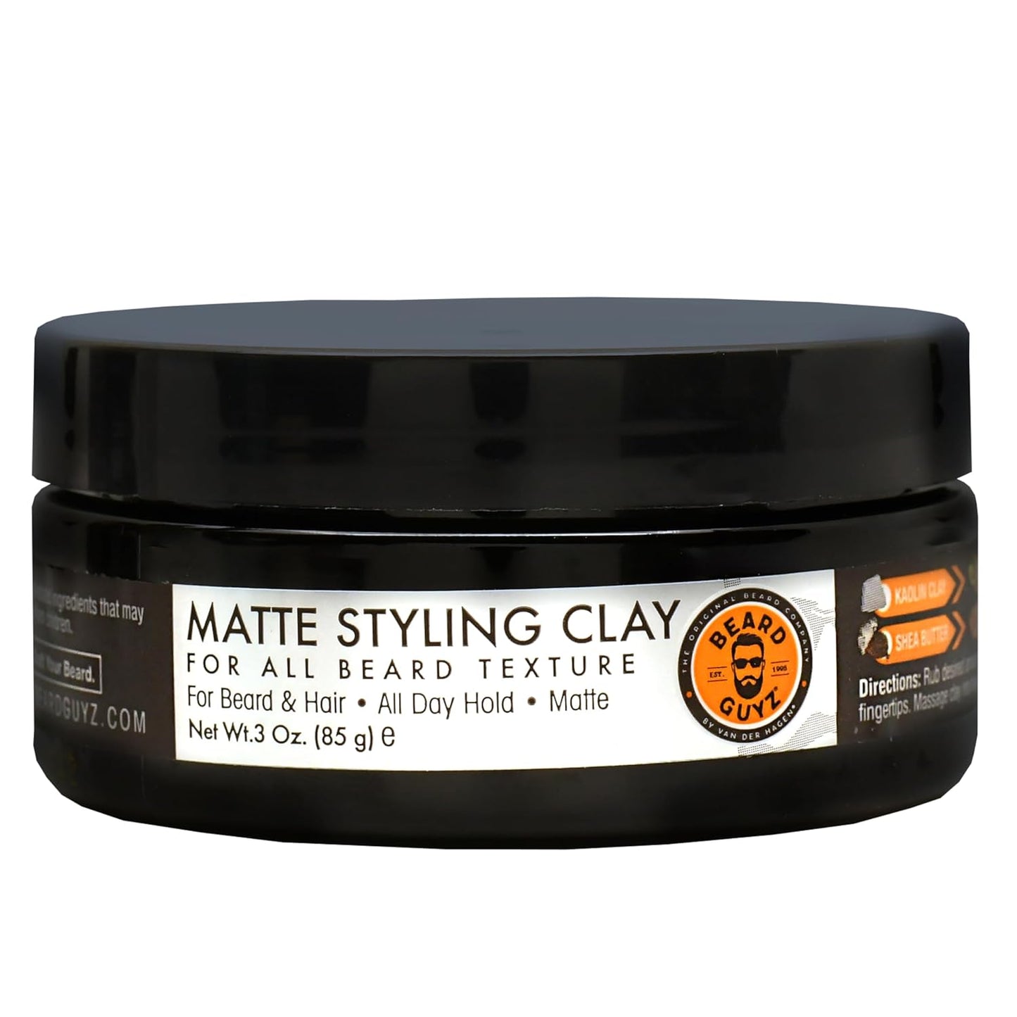 Beard Guyz Matte Styling Clay - Strong Hold for Beard & Hair - Natural Texture & Matte Finish, 3 oz