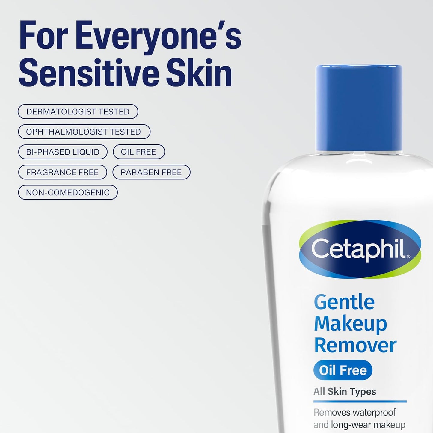 Cetaphil Gentle Waterproof Makeup Remover - Oil-Free Formula for Sensitive Skin | 6 Fl Oz