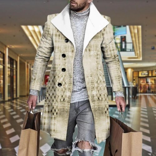 BIVENANT Men's Thermal Wool Blend Peacoat - Casual Notched Collar Business Trench Coat