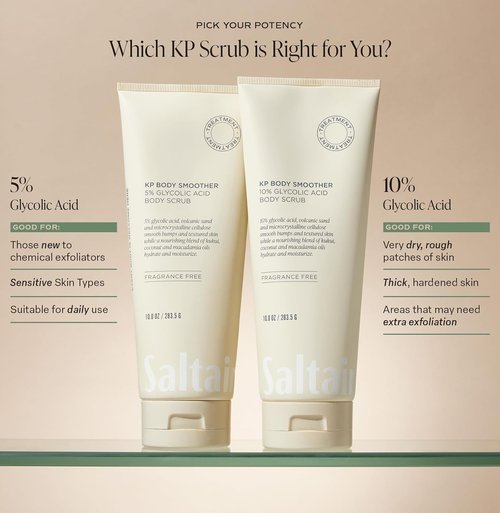 Saltair KP Body Scrub - 10% Glycolic Acid Treatment with Volcanic Sand | Fragrance-Free Exfoliator, 10oz