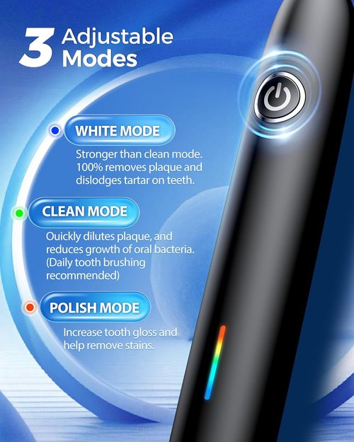 Rotating Electric Toothbrush - 8 Brush Heads, 3 Modes, Rechargeable with Smart Timer & 45-Day Battery Life