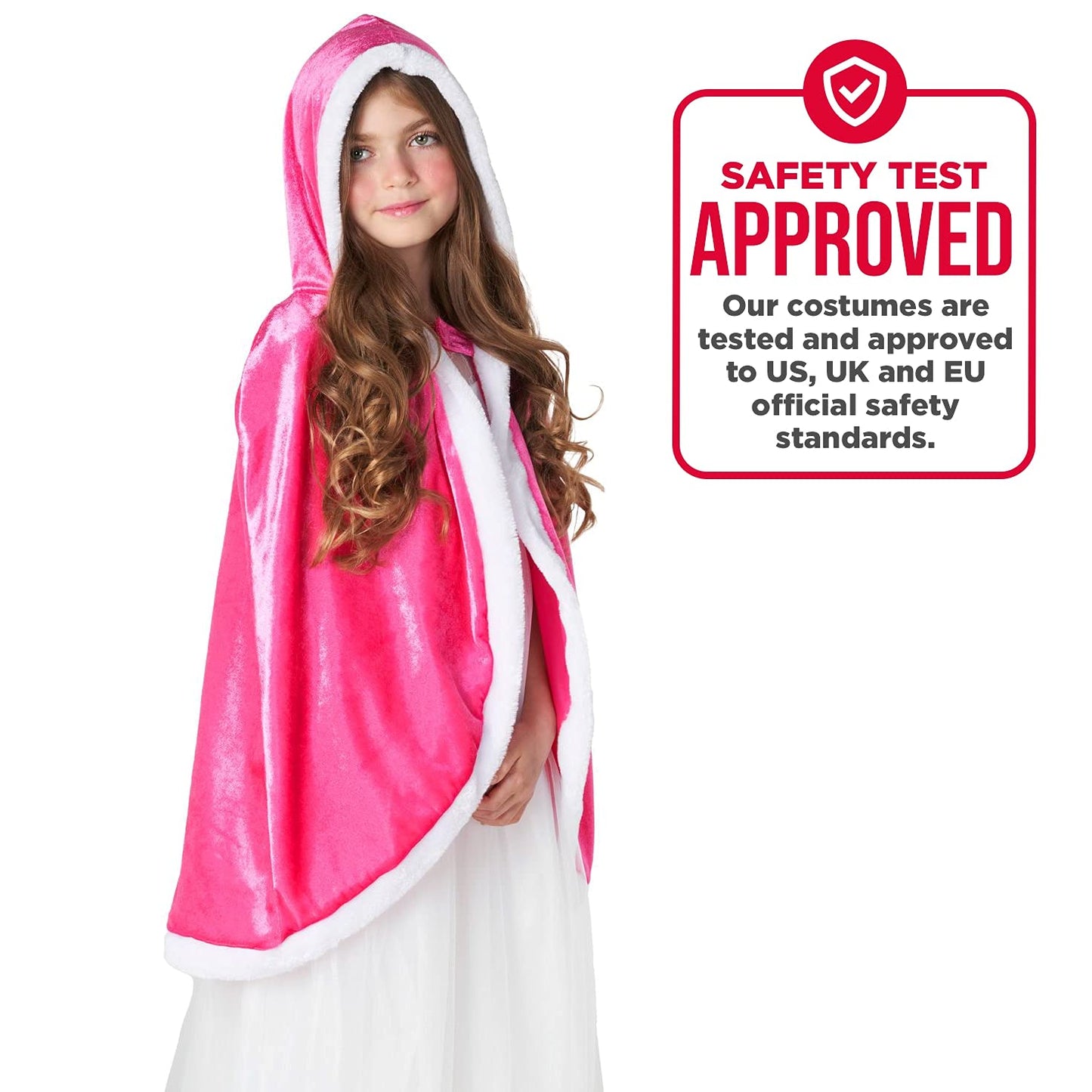 Morph Costumes Girls Pink Cloak Princess Hooded Cape Halloween Outfit For Children Small