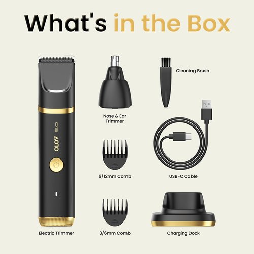 Groin & Body Hair Trimmer for Men - Electric Shaver for Pubic Hair, Chest, Legs - Ball Pubic Groomer, LED Light, Replaceable Ceramic Blade Heads, USB-C Recharge Dock, Waterproof Hygiene Razor