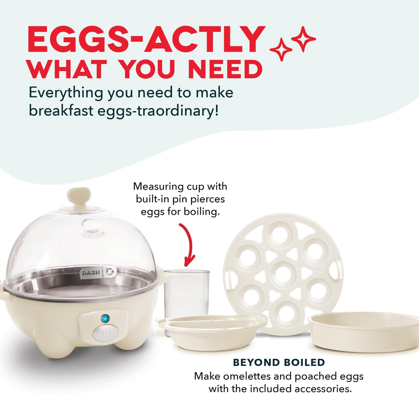 Dash Rapid Egg Cooker - Boiler, Poacher & Steamer - Includes Measuring & Recipe Guide - Dishwasher Safe - Holds 7 Eggs, Black