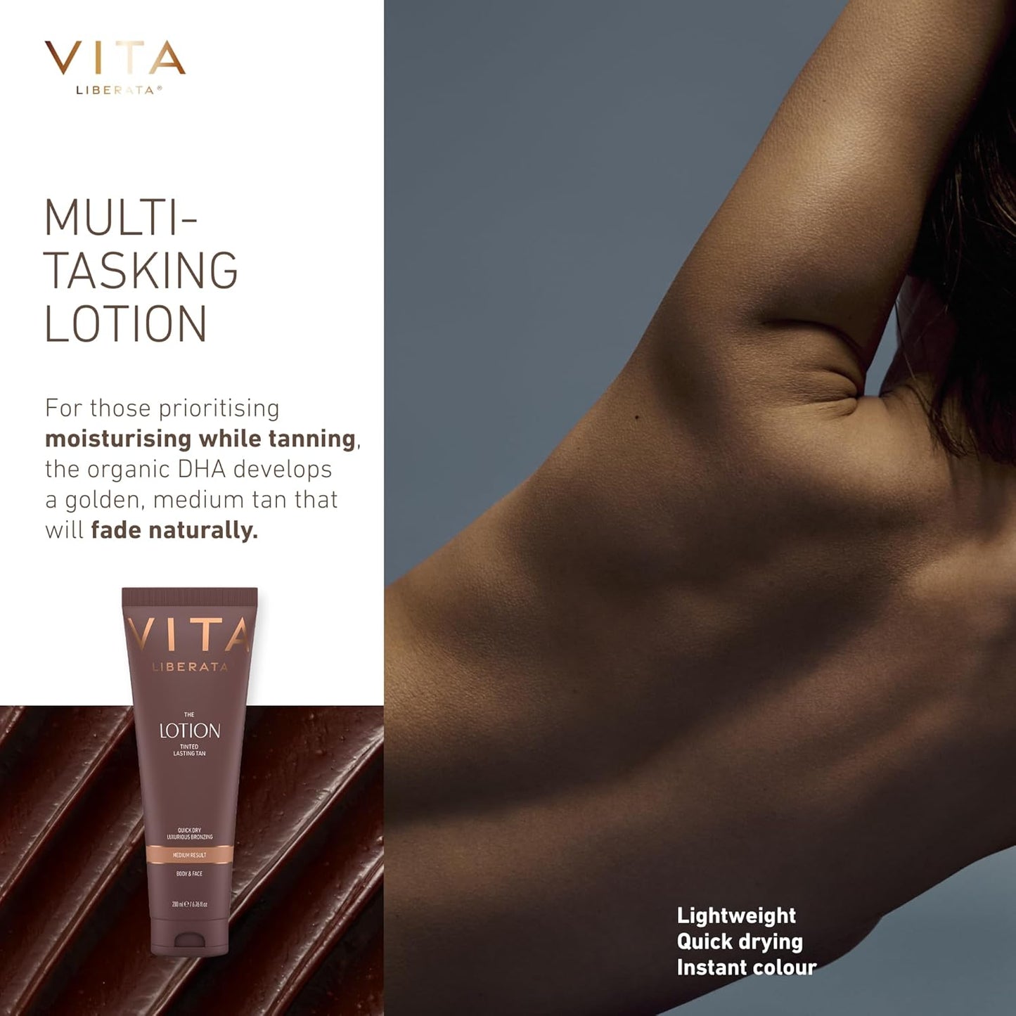 Vita Liberata Fabulous Gradual Tanning Lotion - Medium Tinted Tan for Face & Body | Quick-Drying with Hyaluronic Acid, 6.76 fl oz