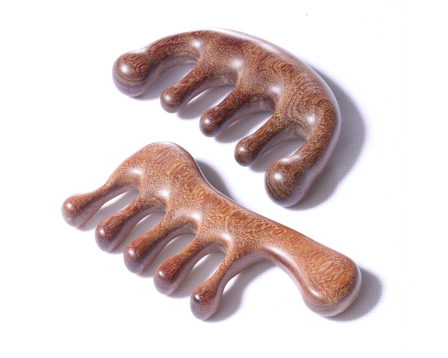 2 Pack Loc Comb, Wide Tooth Comb Made with 100% Natural Sandalwood, Scalp Massager and Gua Sha, Anti-Static Hair Detangler Wooden Comb, Loc Styles for Unisex Use