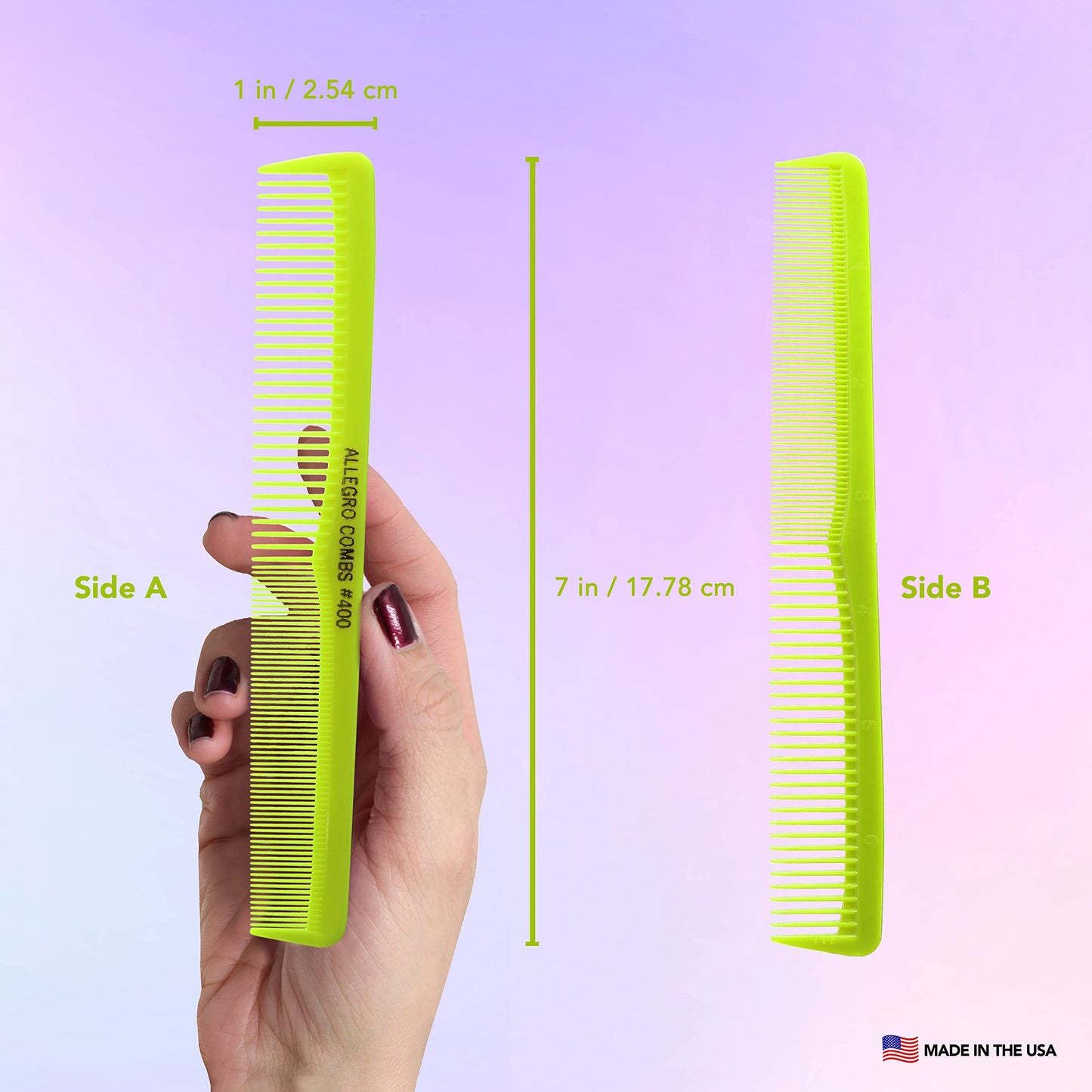 Allegro Combs 400 Barber Combs Cutting Combs All Purpose Combs 12 Pk. (Neon Mix)