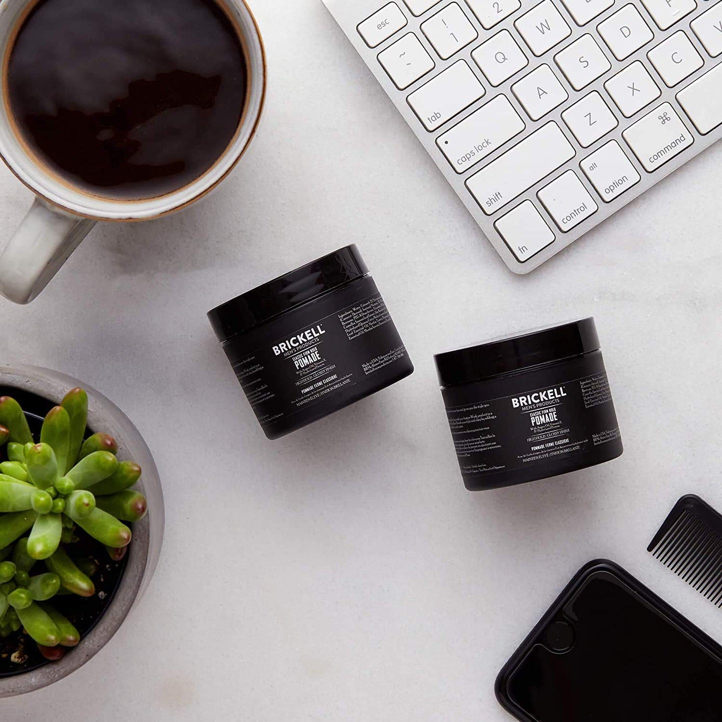 Brickell Men's Firm Hold Hair Pomade - Natural & Organic Styling with High Shine Finish | 2 Ounces