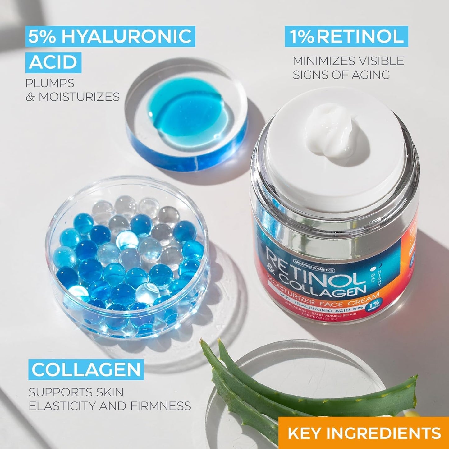Skiennix Retinol Cream - Anti-Aging Moisturizer with Hyaluronic Acid for Men & Women | 1.85 Oz
