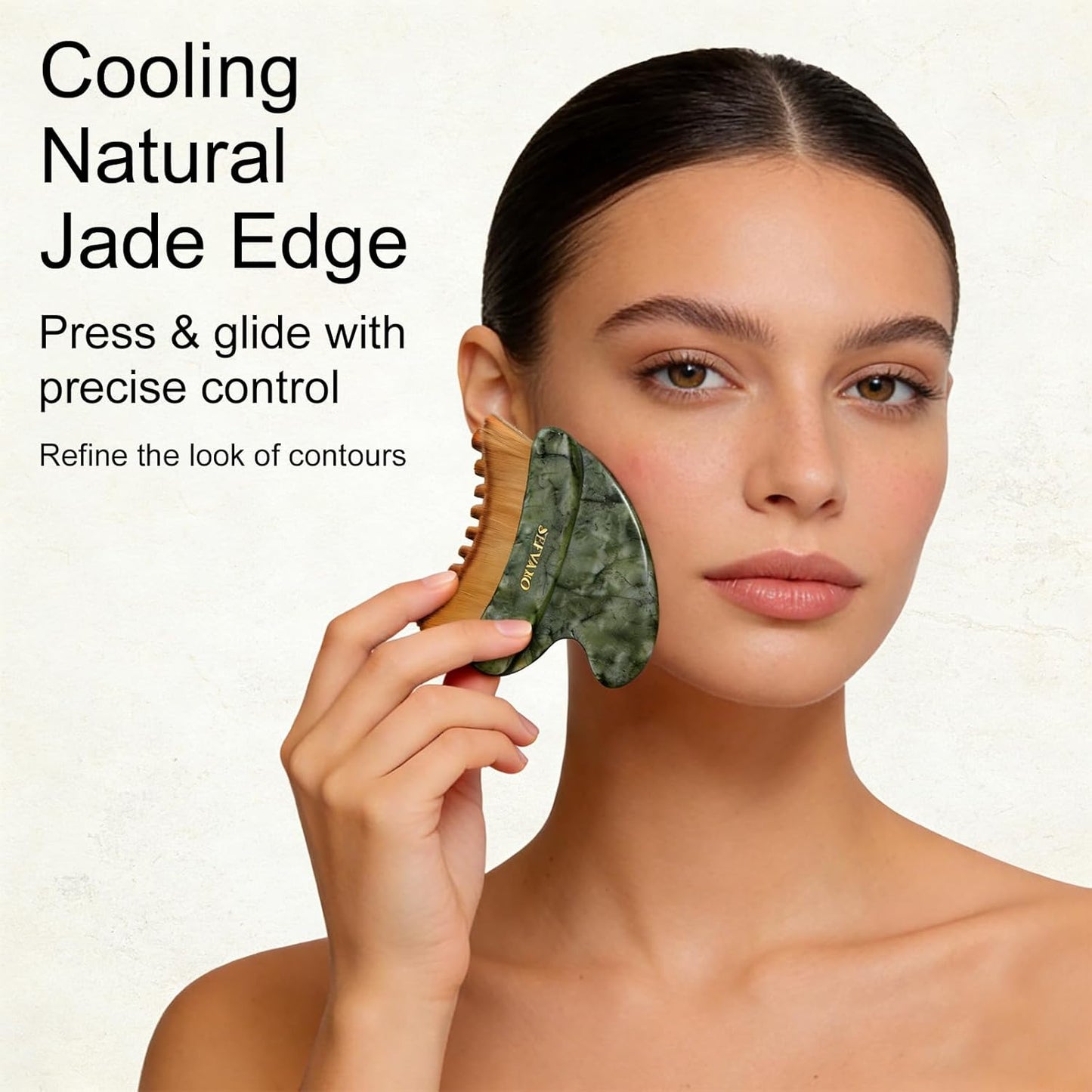 Skiennix Lymphatic Contour Face Brush - Dual-Ended Dry Brush & Cool-Touch Jade Gua Sha Edge | Ultra-Soft Bristles for Sculpting & Relaxation