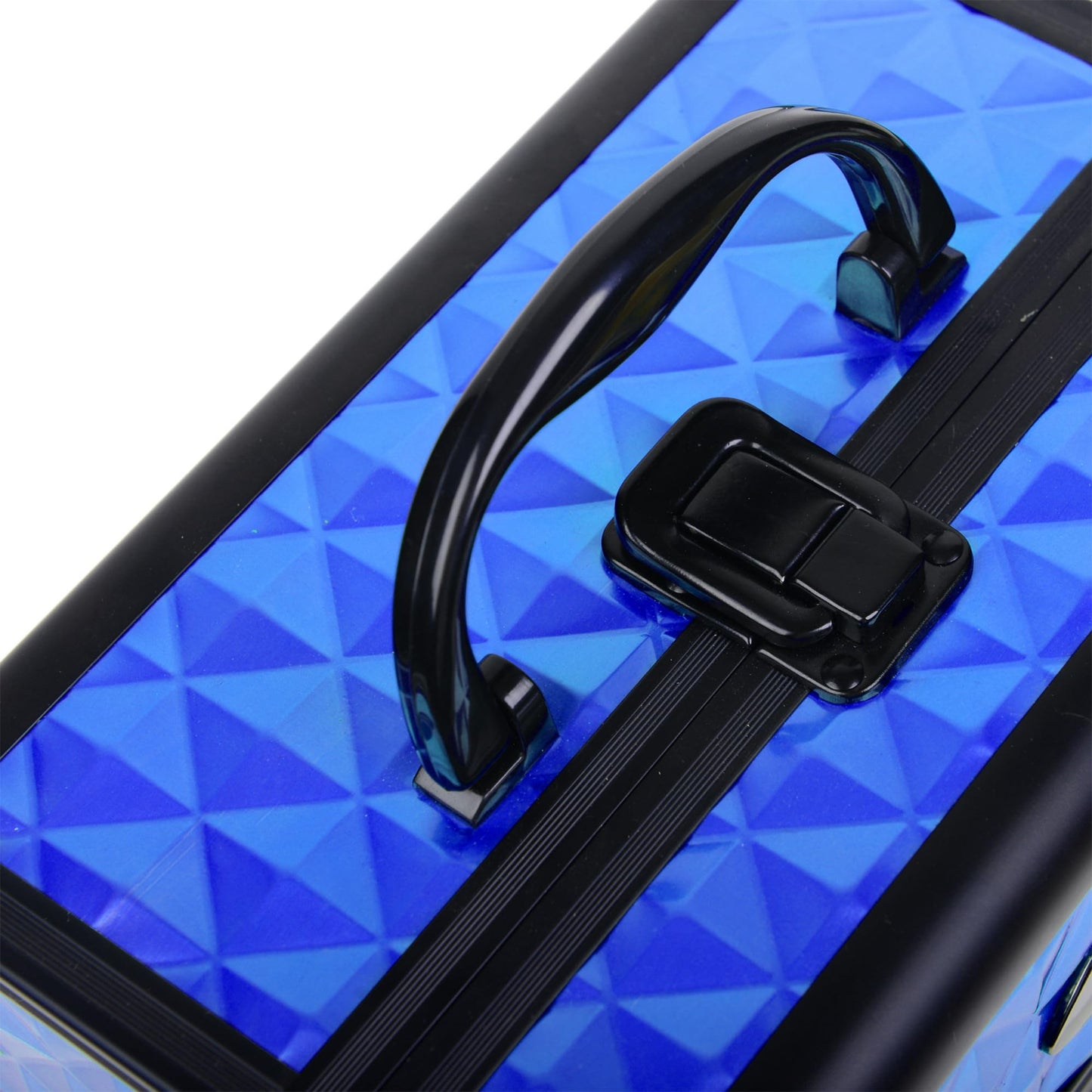 SHANY Chic Makeup Train Case Cosmetic Box Portable Makeup Case Cosmetics Beauty Organizer Jewelry storage with Locks, Multi trays Makeup Storage Box with Makeup Mirror - Peacock Blue