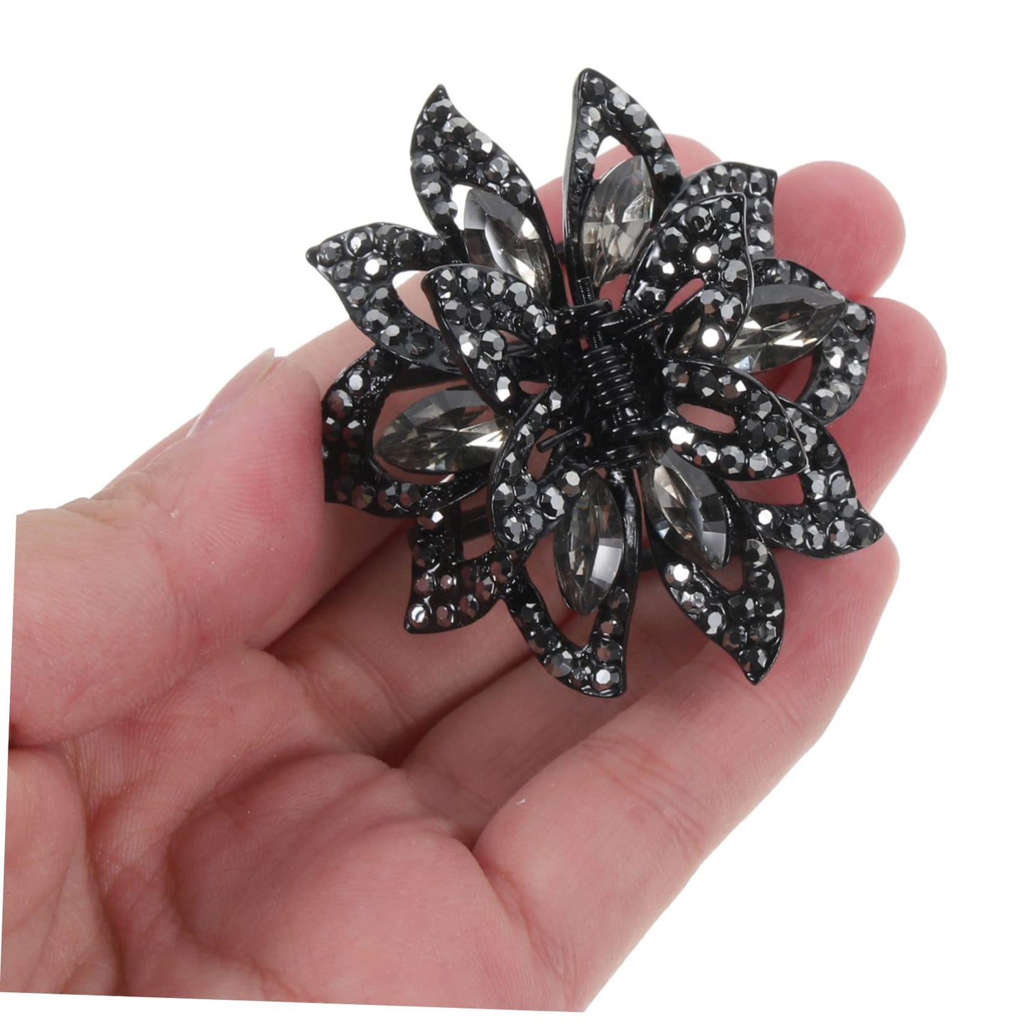 BIUDECO Rhinestone Hair Accessories: Ponytail Hairpiece, Jeweled Hair Claw Clips, Metal Floral Jaw Clips for Women