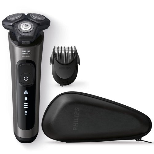 Philips Norelco Shaver 6000 - Rechargeable Wet & Dry Shaver with 2-in-1 Beard Styler & Trimmer | S6600/90